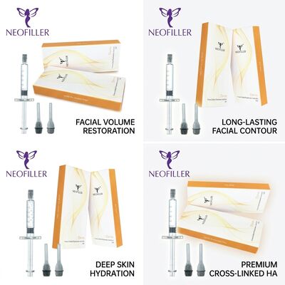 Filler dermico biocompatibile con acido ialuronico da 1 ml Gel iniettabile reticolato Validità di 24 mesi Ripristino del volume del viso