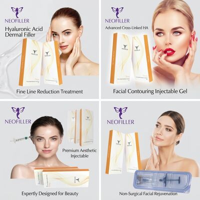 1 ml di siringa sterile Acido ialuronico Riempitore Dermico Biocompatibile Gel iniettabile incrociato 24 mesi di conservazione Contorno facciale