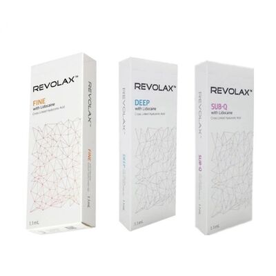 Filler dermico Revolax Fine Deep Sub-Q con gel liscio ed elastico per il ripristino naturale del volume del viso