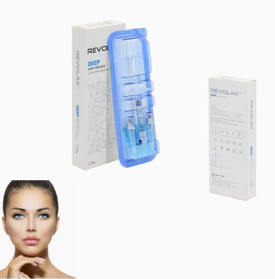 Gel liscio ed elastico, consistenza Revolax Dermal Filler Fine Deep Sub-Q, gel iniettabile. Conservare a 2-25°C. Ideale per il ripristino del volume del viso.