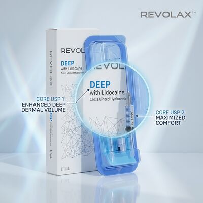 Revolax Deep Temple Filler Monophasic Hyaluronic Acid Dermal Filler 1.1ml for Temporal Hollow Restoration