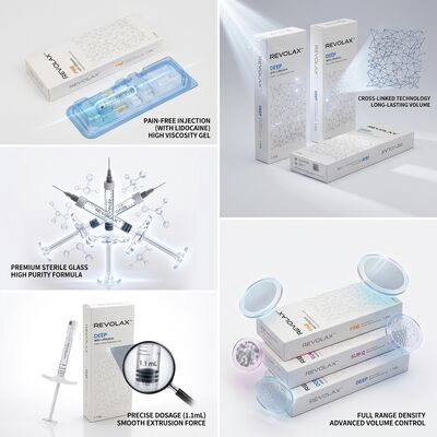 Revolax Fine Glabellar Filler Monofasic Hyaluronic Acid Dermal Filler 1.1ml per la correzione delle linee di fronte