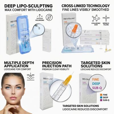 Revolax Sub-Q Chin Filler Monofasic Cross-linked Hyaluronic Acid Dermal Filler 1.1ml per l' ingrandimento del mento