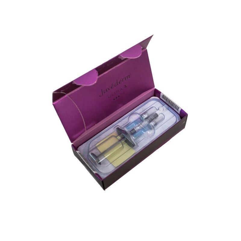 Filler dermico Juvederm con acido ialuronico progettato per migliorare l'elasticità della pelle e ridurre i segni dell'invecchiamento sul viso