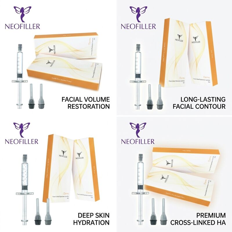 Filler dermico biocompatibile con acido ialuronico da 1 ml Gel iniettabile reticolato Validità di 24 mesi Ripristino del volume del viso