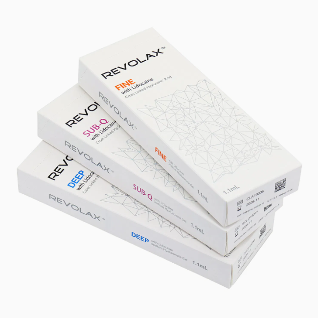 Filler dermico Revolax Fine Deep Sub-Q con gel liscio ed elastico per il ripristino naturale del volume del viso