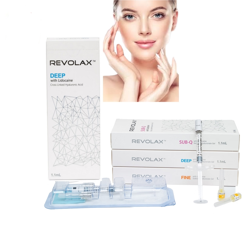Gel liscio ed elastico, consistenza Revolax Dermal Filler Fine Deep Sub-Q, gel iniettabile. Conservare a 2-25°C. Ideale per il ripristino del volume del viso.