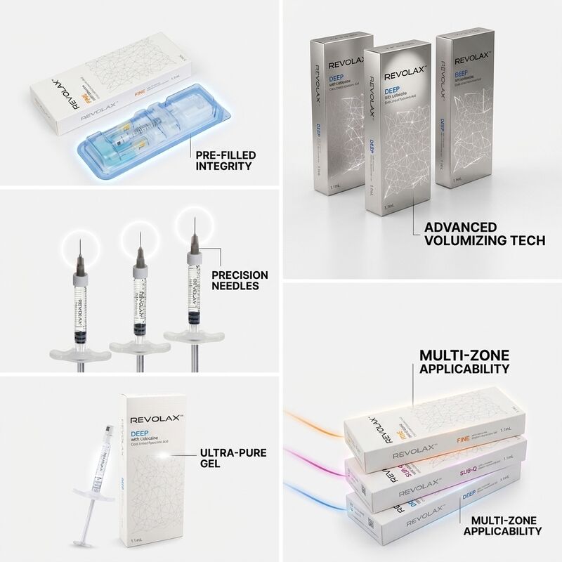 Revolax Fine Glabellar Filler Monofasic Hyaluronic Acid Dermal Filler 1.1ml per la correzione delle linee di fronte